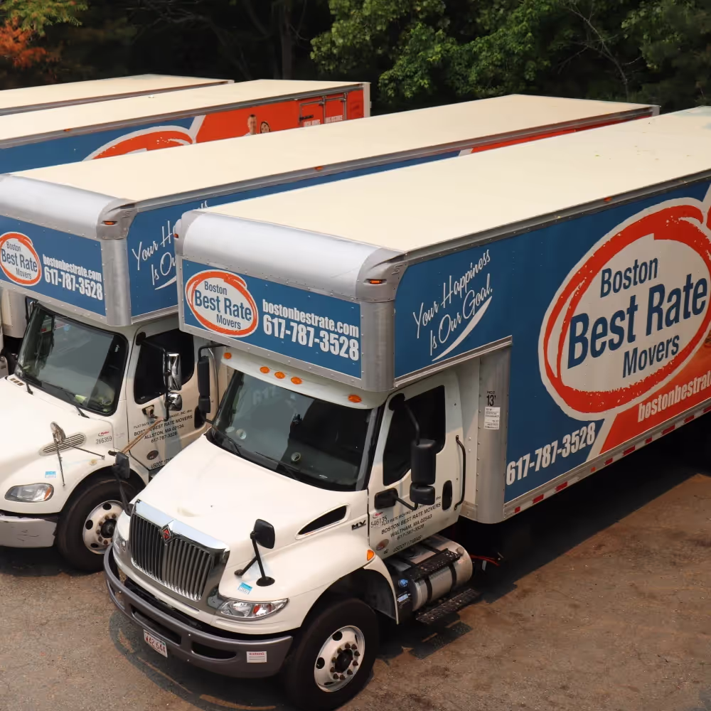 Boston Best Rate Movers fleet of clean, branded moving trucks ready for local and long-distance moves