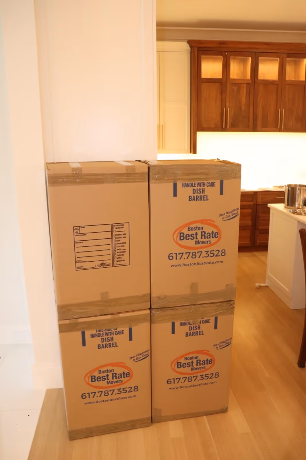 Stacked BBRM boxes ready for transport